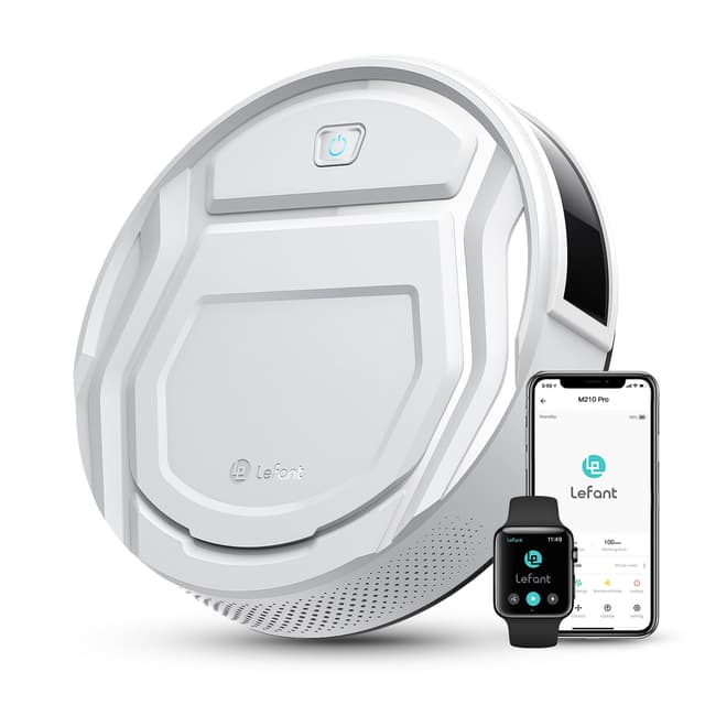 Lefant M210 Pro Robot Vacuum with 2200 Pa Powerful Suction, 6 Cleaning Modes, 120 Mins Runtime, Quiet, Self-Charging, Voice Control, Ideal for Pet Hair and Hard Floor, White