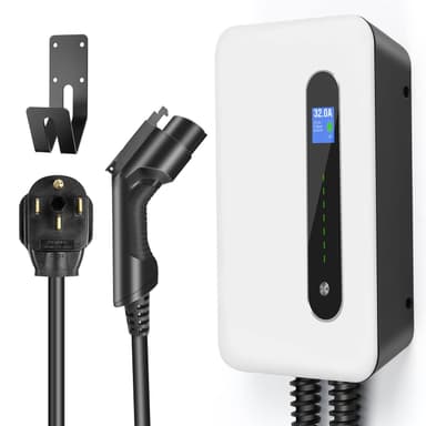 LEFANEV 32A 7.68KW EV Charger Level 2 Station, NEMA14-50 20ft Wall Electric Vehicle Charging Station for Electric and Hybrid Vehicles