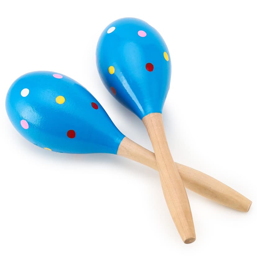2 Pcs Maracas, 9 Inch Hand Percussion Rattles, Wooden Rumba Shaker Hand Musical Instruments with Clear Rhythm for Music Leraning (Blue-9 Inch)