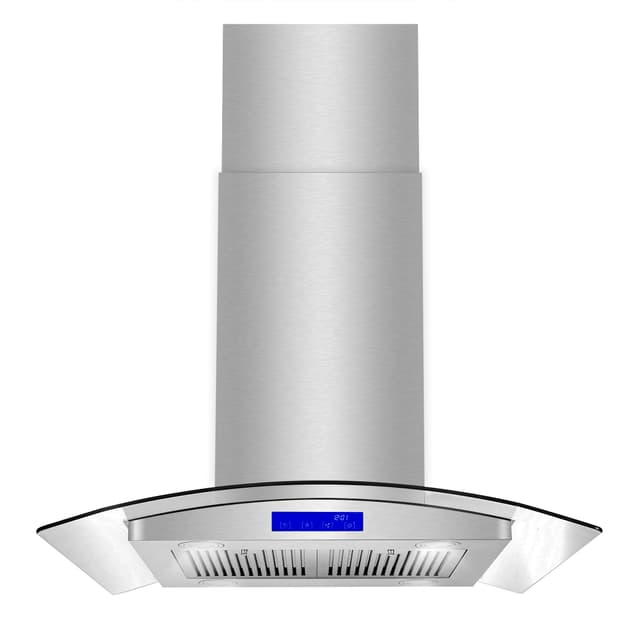 COSMO COS-668ICS750 30 in. Lumin Collection 380 CFM Ducted Island Range Hood, Soft Touch Controls, LED Lights, Stainless Steel