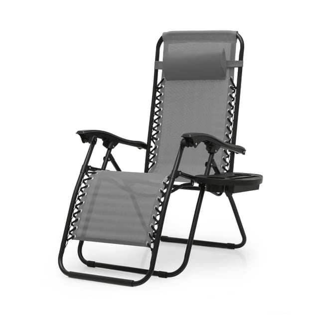 OS MOTOR Zero Gravity Chairs, Portable Folding Reclining Lounge Chairs with Adjustable Pillow and Cup Holder Trays for Outdoor, Patio, Beach, Camping, Garden, Poolside, Gray