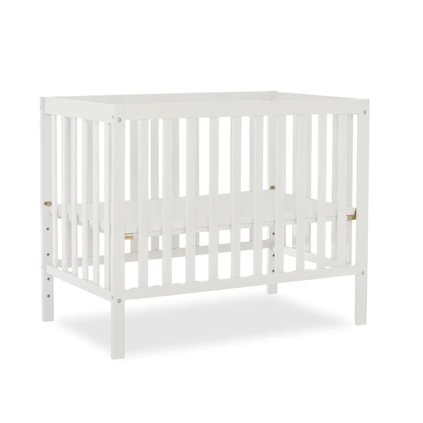 Dream On Me Edgewood 4-in-1 Convertible Mini Baby Crib in White GreenGuard Gold & JPMA, Non-Toxic, Compact 40×25×33″ Design, Converts to Mini Daybed & Twin Bed (Rails to Buy) 1″ Mattress Pad