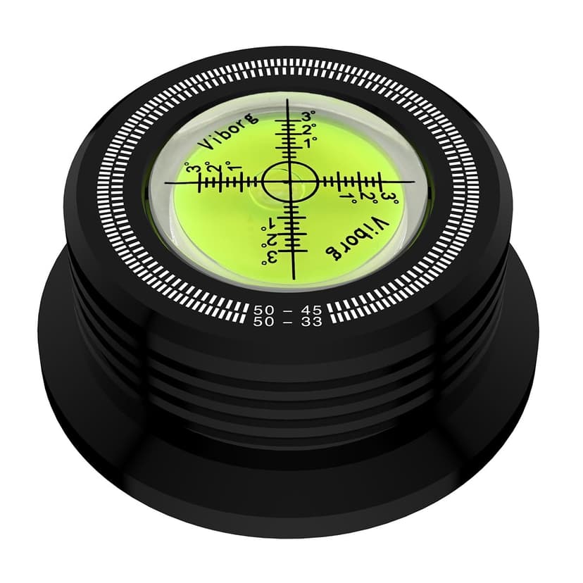 Viborg LP528B Record Weight Phono LP Disc Stabilizer, Black 50Hz Turntable Level, 280G (9.9 OZ) HiFi 3 in 1 Vinyl Clamp Strobe Speed Record Puck with Bubble Leveling (50Hz, Black)