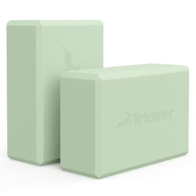 Trideer Yoga Block, Soft Non-Slip Surface Premium Foam Blocks, Supportive, Lightweight, Odorless, Yoga Accessories for Pilates Meditation General Fitness Stretching Toning (Mint Green-2 Pack)
