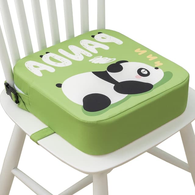 Eiury Toddler Booster Seat for Dining Table, Portable Kids Booster Seat with Safety Buckles Portable Increasing Booster Cushion with Non-Slip Bottom (Green Panda)