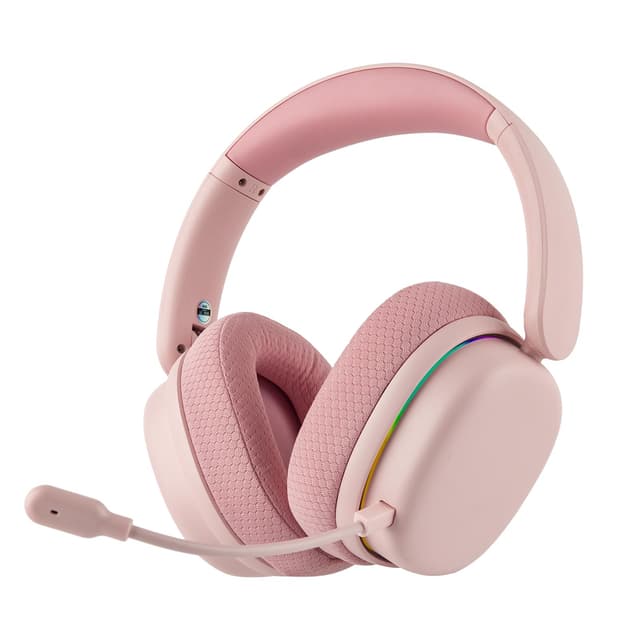 EPOMAKER X Aula G7 Pro Wireless Gaming Headset, Dual Mode BT5.3 & 2.4GHz, 7.1 Surround Sound, 80+ Hour Battery, RGB Light, with Noise Canceling Mic for PS5, PS4, Switch, PC (Pink)