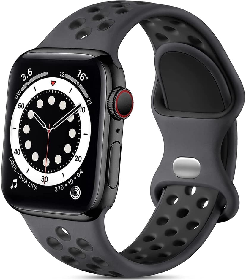 Lerobo Sport Bands Compatible with Apple Watch Band 46mm 44mm 42mm 45mm 49mm,Women Men,Soft Silicone Breathable Bands for iWatch SE Ultra 3 2 iWatch Series 11 10 9 8 7 6 5 4 3 2 1, Anthracite Black