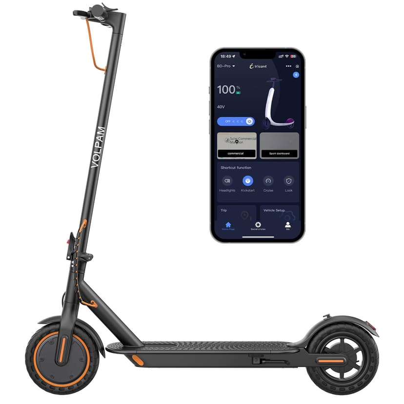 VOLPAM Electric Scooter, 350W/500W Powerful Motor, 8.5"/10" Solid Tires, 19Mph, 28/23/21/16 Miles Max Range, Dual Braking