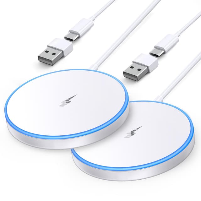 2 Pack Magnetic Wireless Charger 15w Apple Mag-Safe Charger for iPhone 16 Pro Max/16 Pro/16/16 Plus/15/14/13/12 Series AirPods 3/2/Pro/Pro 2 LED Magnet Charging Pad with Dual Charging Ports