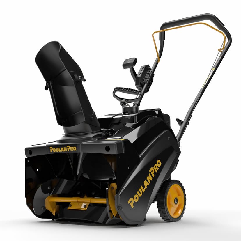 Poulan Pro Snow Blower Gas Powered, Single Stage 18 Inch Gas Snow Thrower with Electric Start, 190° Remote Chute Control, Steel-Reinforced Rubber Auger, Compact, Lightweight Design