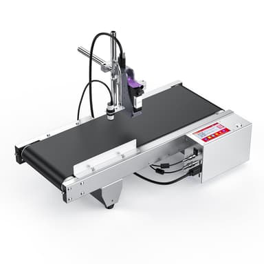 BESHENG JS740 Inkjet Coding Machine with Mini Conveyor Belt, Automatic Online Inkjet Printer with 42ml Original Quick-Drying Ink, Industrial Batch Code Printer Date/Barcode/QR Code/Number/Label