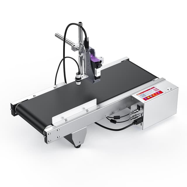 BESHENG JS740 Inkjet Coding Machine with Mini Conveyor Belt, Automatic Online Inkjet Printer with 42ml Original Quick-Drying Ink, Industrial Batch Code Printer Date/Barcode/QR Code/Number/Label