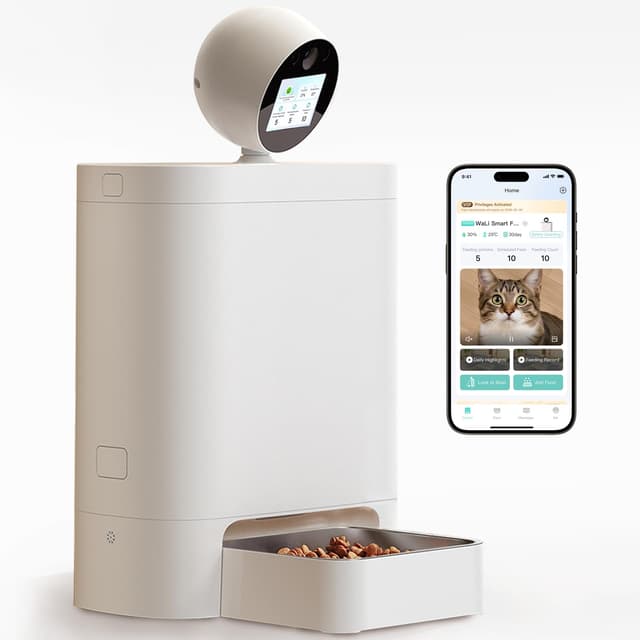 Automatic Cat Feeder with Camera 360°, 2K HD Pet Feeder with Night Vision & 2-Way Audio, Smart APP Control, AI Smart Cat Feeder, Up to 16 Meals/Day, 5.5L Timed Food Dispenser for Cats & Dogs