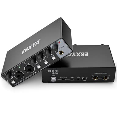 EBXYA 2x2 Audio Interface for Recording Music, 24-bit/192kHz Plug and Play USB Interface for PC and Mac, Studio, Guitar, Podcast, Streaming(Metallic Black)
