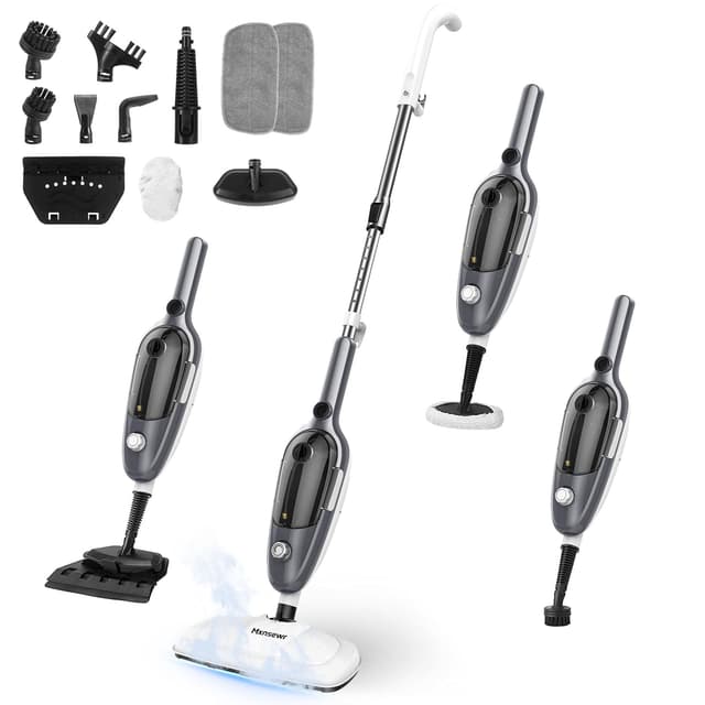 Steam Mop - All-in-one Powerful Handheld Steam Cleaner Detachable Floor Steamer with 11 Accessories, MultiPurpose Steamer for Hardwood Floors, Clothes,Windows,Tiles,Carpet, Whole Home Use,Grey
