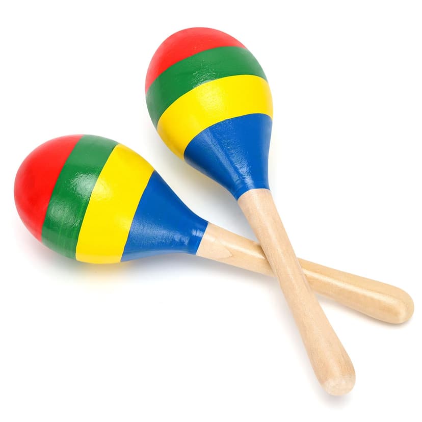 2 Pcs Maracas, 7.9 Inch Hand Percussion Rattles, Wooden Rumba Shaker Hand Musical Instruments with Clear Rhythm for Music Learning (Colorful-7.9 Inch)