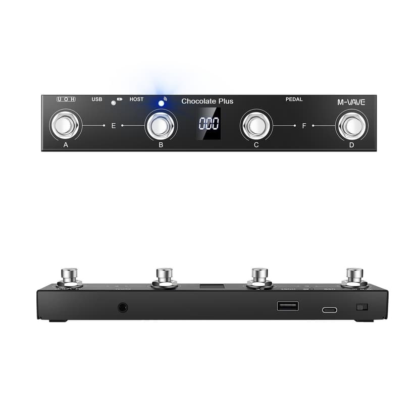 M-VAVE Chocolate Plus Wireless MIDI Foot Controller 4 Buttons BT Rechargeable, APP Control