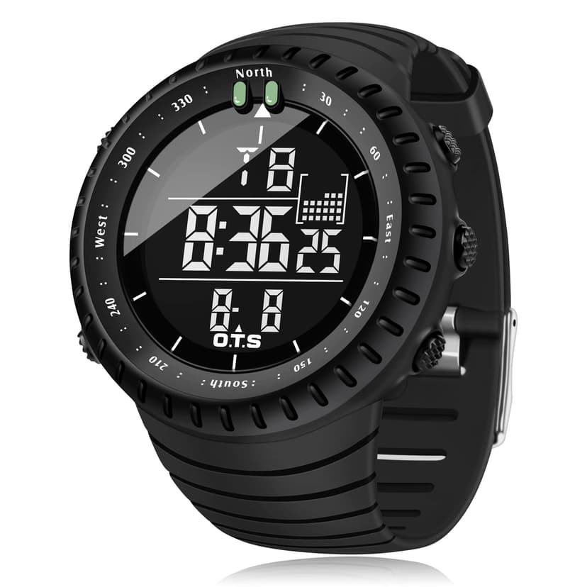 PALADA Men's Digital Sports Watch Waterproof Tactical Watch with LED Backlight Watches for Men (Black)