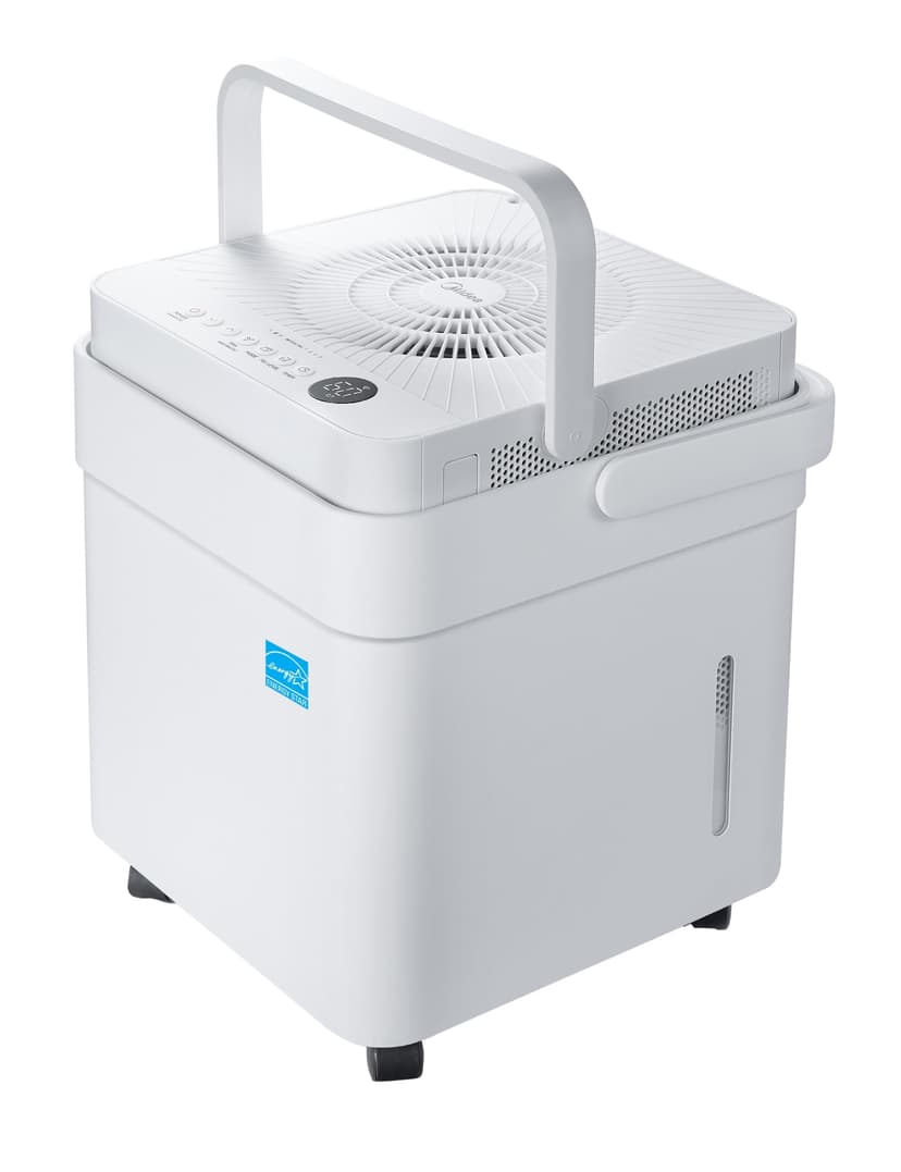 Midea Cube 50 Pint Dehumidifier for Basement and Rooms at Home for up to 4,500 Sq. Ft., Smart Control, Compatible with Alexa (White), Drain Hose Included