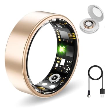 Smart Health Rings for Women Men, Fitness Tracker with Heart Rate, Blood Oxygen, HRV, Sleep Tracker, Step Tracker, No Subscription Fee, IP68 Waterproof Smart Ring for iphone & Android (Rose Gold, 13)