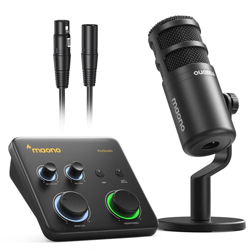 MAONO USB Audio Interface for PC: Interface with XLR Microphone 24-bit/192kHz Routing Software LOOPBACK ASIO Driver for Recording Music, Home-Studio, Guitar, Podcast, Streaming, DAW(PS22+PD100)