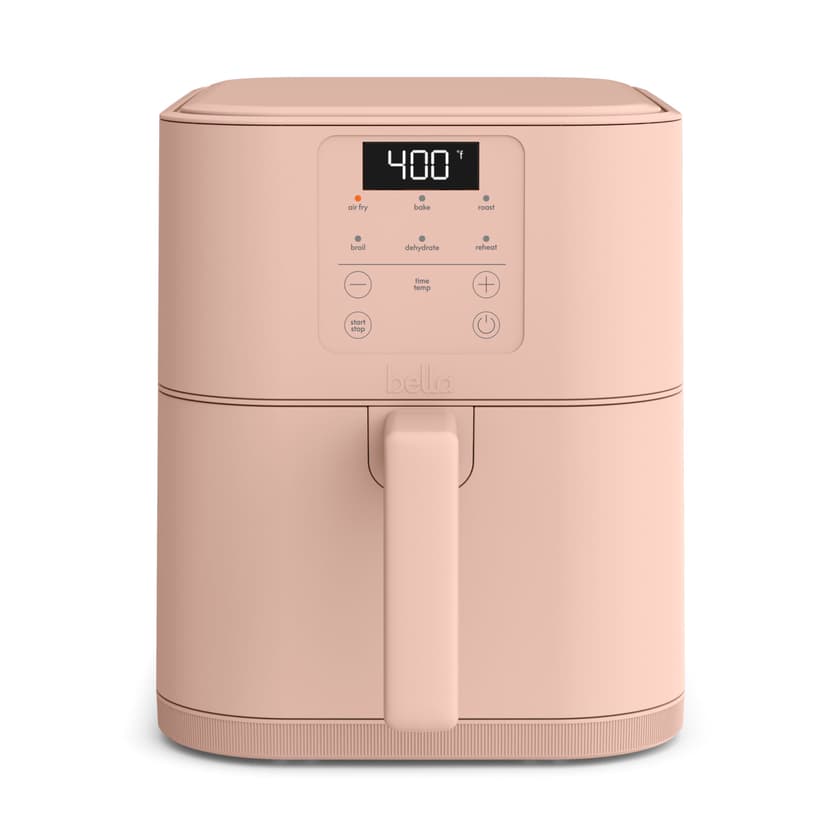bella 6 Qt Slim Air Fryer, Fits-anywhere™ Kitchenware, EverGood™ Ceramic Nonstick Coating, Adjustable Temperature, 6 Preset Cooking Options, 60 Min Auto Shutoff w Audible Tone, 5lb Capacity, Blossom