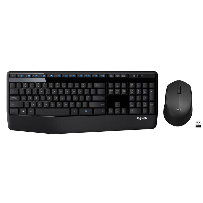 Logitech MK345 Wireless Keyboard and Mouse Combo with Palm Rest, 2.4 GHz USB Receiver, Compatible with PC, Laptop, Black