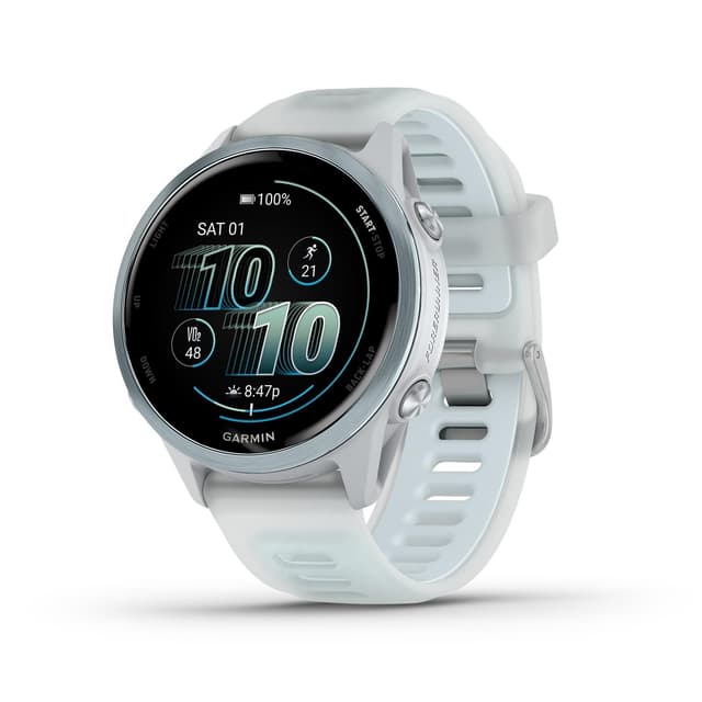 Garmin® Forerunner® 570, 42mm, Advanced GPS Running and Triathlon Smartwatch, AMOLED Display, Training and Recovery Features, Cloud Blue Aluminum with Translucent Whitestone/Band