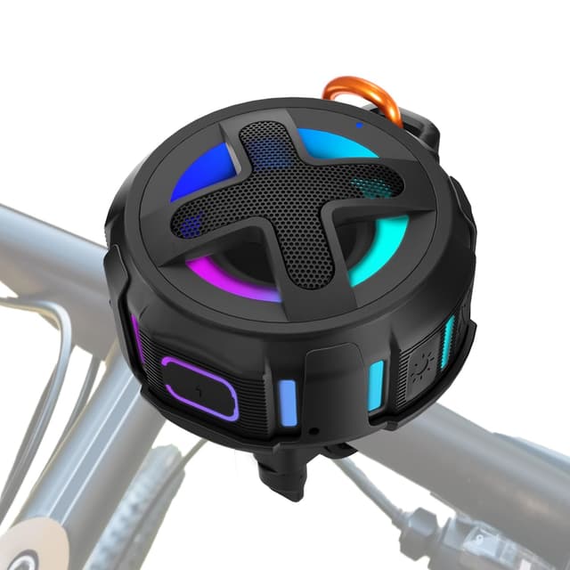 Upgraded, Pro Bike Speaker, with Pro Handlebar Mount, Bluetooth V5.4, IPX7 Waterproof, Silicone Case, Broadcast Navigation,10W Bassup, 15-24H Playtime, Hook, Bicycle, Motorcycle, Bike Accessories