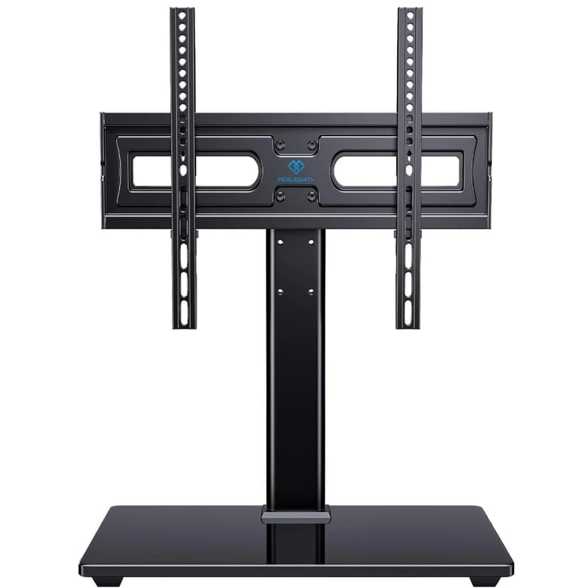 PERLESMITH Universal Swivel TV Stand-Table Top TV Stand for 32-65 inch TV-Height Adjustable TV Base with Heavy-Duty Tempered Glass Base, VESA 400x400mm up to 88lbs, PSTVS17