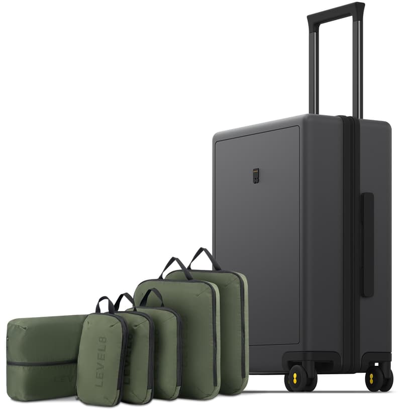 LEVEL8 Carry on Luggage Airline Approved, Small Carry on Suitcases with Wheels, Lightweight Hardside Textured Luggage for Travel, Tsa Approved, 20-Inch, Dark Grey