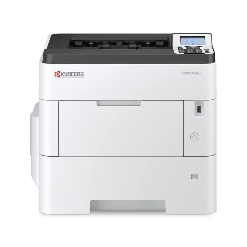 KYOCERA ECOSYS PA6000x Monochrome Laser Printer, 62 ppm, 600 x 600 dpi and Up to Fine 1200 dpi, 600 Sheet Tray, 100 Sheet MPT, Duplex, 5 Line LCD w/Hard Key Panel, Gigabit Ethernet, USB, 512 MB