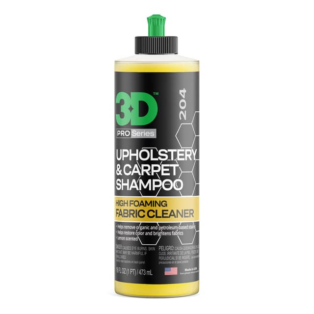 3D Upholstery & Carpet Shampoo - High Foam Stain Remover & Odor Eliminator Shampoo 16oz.