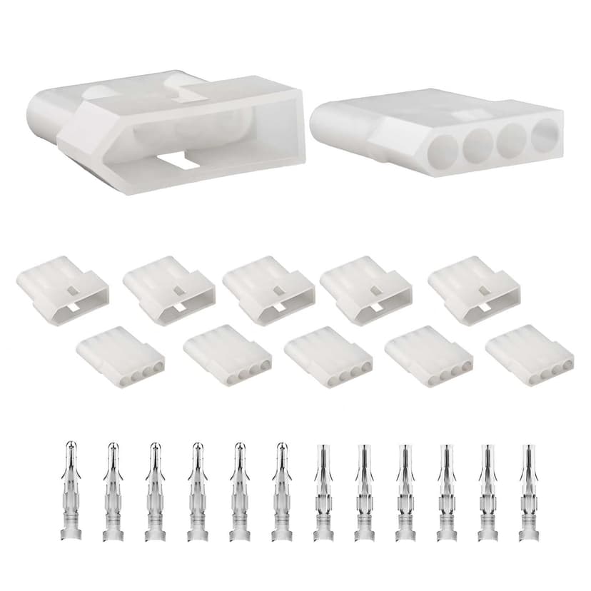 JRready ST6417 Standard.093 Pin and Socket Power Connectors 4 Circuits (6 Matched Sets),14-20 AWG,Compatible with Molex Standard.093 4 Pin Male& Female Connector, 5.03 mm Pitch, Free Hanging