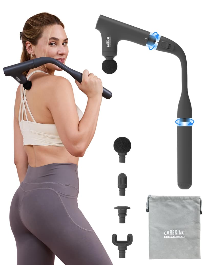CAREKING 3-in-1 Detachable Massage Gun Deep Tissue, Ergonomic Extension Handle Back Massager for Pain Relief, Portable Percussion Muscle Massager for Shoulder, Thigh, Waist & Neck, FSA-HSA Eligible