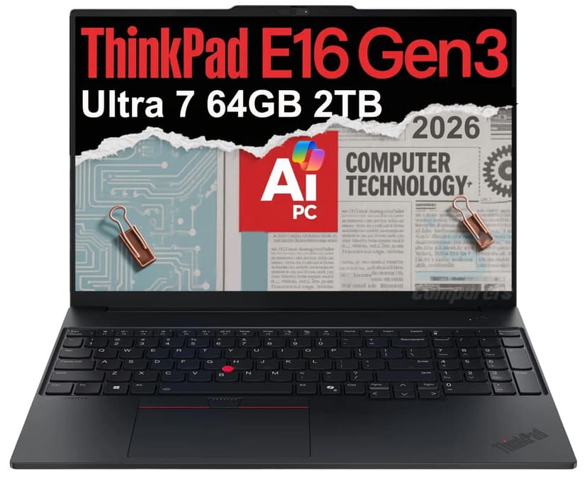 Lenovo ThinkPad E16 Gen 3 Business AI PC Laptop (16" FHD+ Anti-Glare, Intel 16-Core Ultra 7 255H (> i9-13900H), 64GB DDR5 RAM, 2TB SSD) Thunderbolt 4, 5MP Webcam, Fingerprint Reader, Win 11 Pro