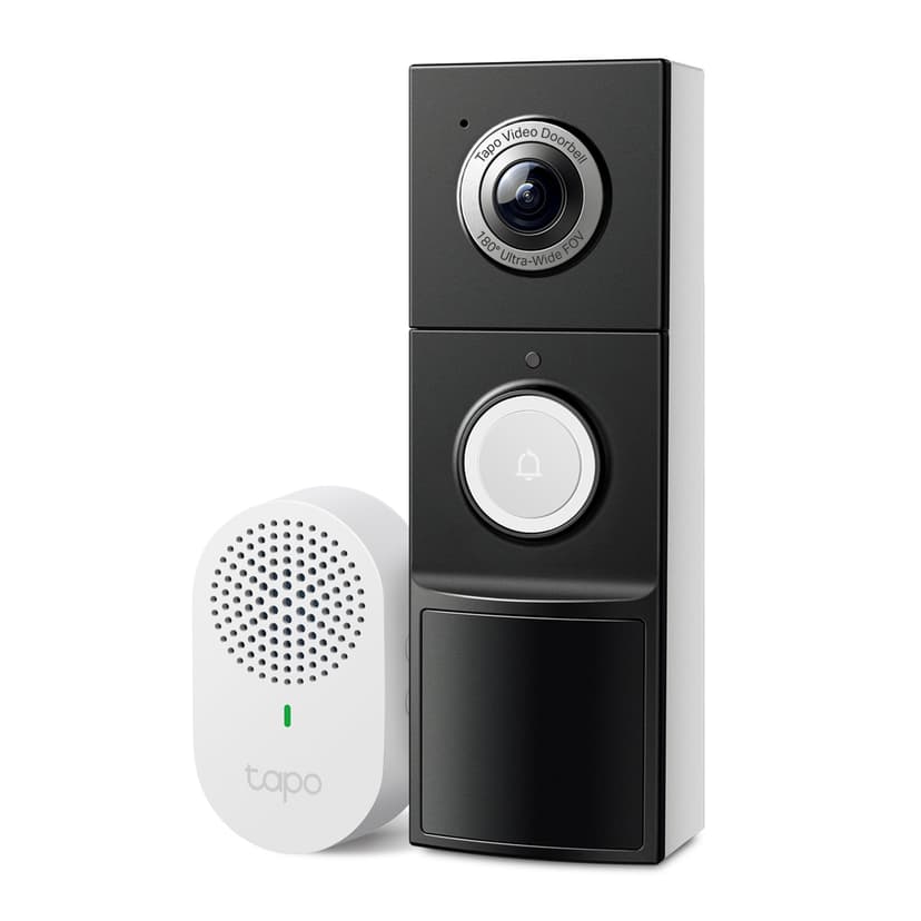Tapo 2K+ Wired or Battery Powered Smart Video Doorbell with Chime - 180° Field of View, Person/Vehicle/Package Detection, Ring Call, 2-Way Audio, Subscription-Free Local Storage or Optional Cloud,D225