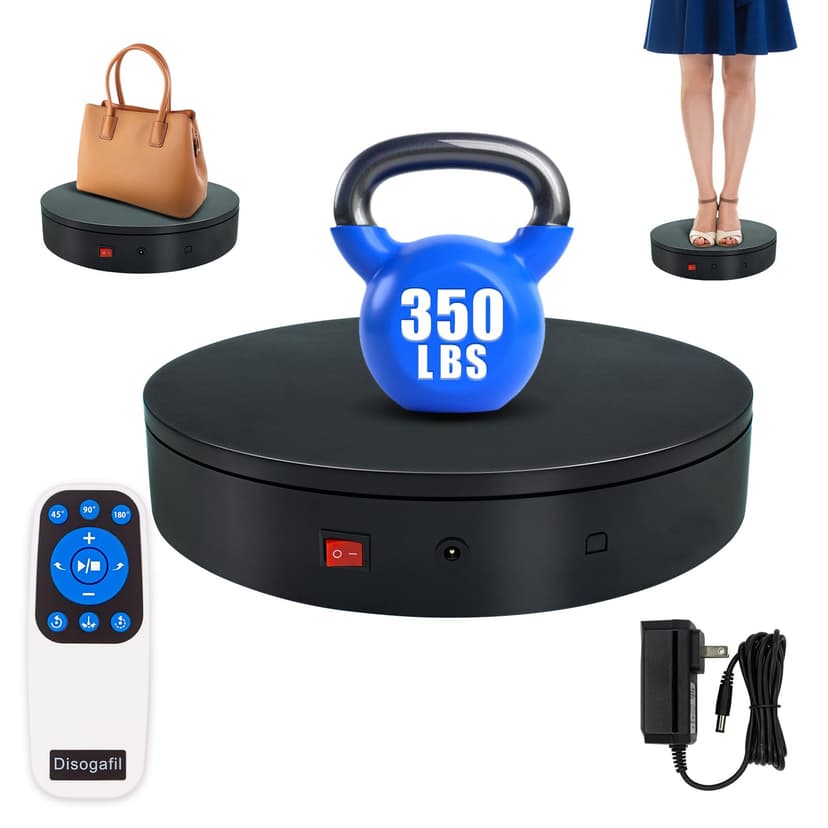 Disogafil 360 Rotating Platform, 12.6 Inch /32cm Motorized Electric Turntable, 350lbs Capacity Motorized Rotating Display Stand with Remote, Heavy Duty Photography Turntable for Human/Product