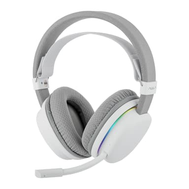 MechLands Aula G7 Wireless Gaming Headset for PS4/PS5/PC/Switch, Over-Ear Headphones with Detachable Noise Canceling Mic, RGB, Surround Sound, 60H Battery, 2.4GHz/BT/Wired (White)