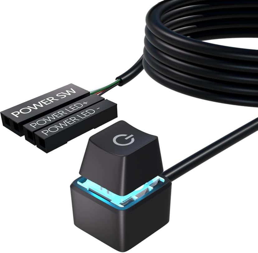 Oddtone PC Power Button, Desktop External Led Power Switch On/Off, 65 inch External PC Start Button Computer Case for Computer Motherboard