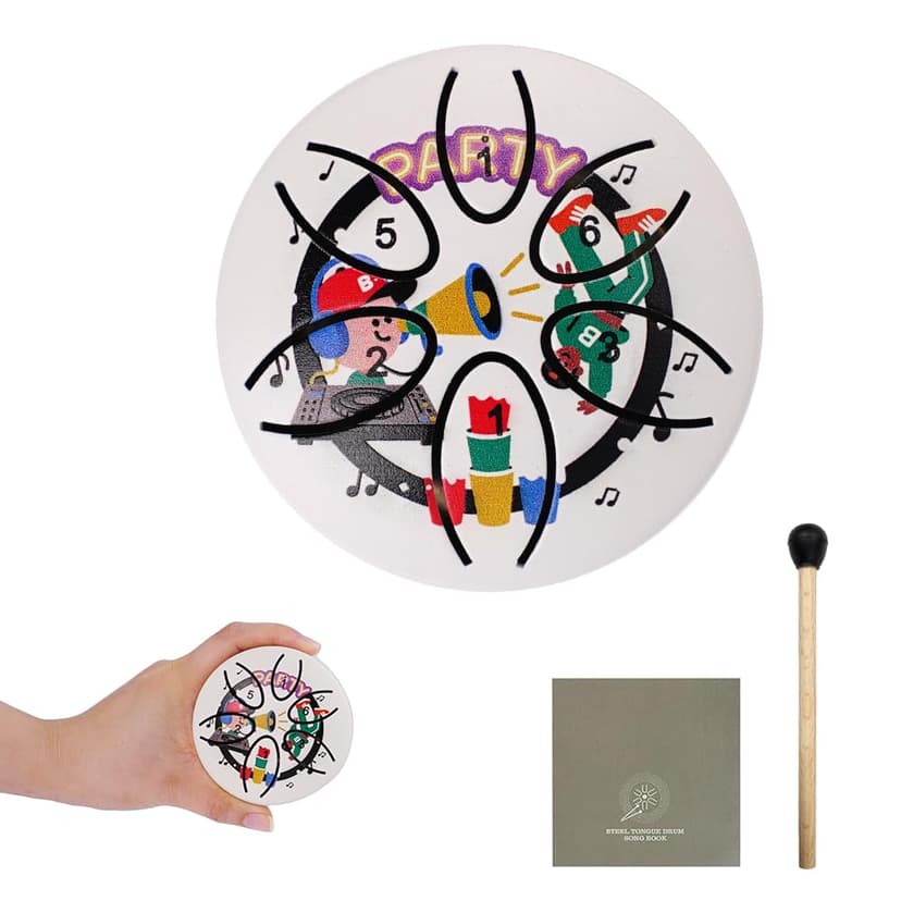 Mini Steel Tongue Drum - 3 Inch 6 Note Outdoor Garden Rain Drum Hand Pan Drum with Mallet & Music Book, Music Gift for Family and Friends (Off-White)