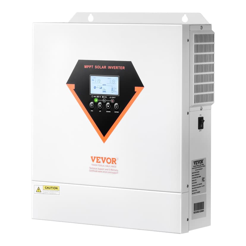 VEVOR Hybrid Solar Inverter, 3000W, All in One Pure Sine Wave Power Inverter Charger, 24V DC to 110/120V AC, with Built-in 100A MPPT Solar Controller, for Off-Grid System Lead Acid Lithium Battery