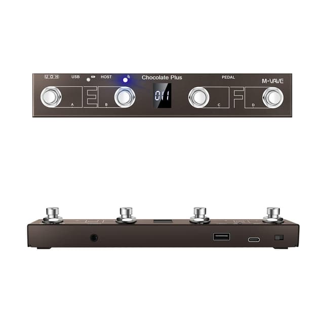 M-VAVE Chocolate Plus MIDI Footswitch Controller Pedal, 4 Buttons, USB Compatible, APP Control, Portable