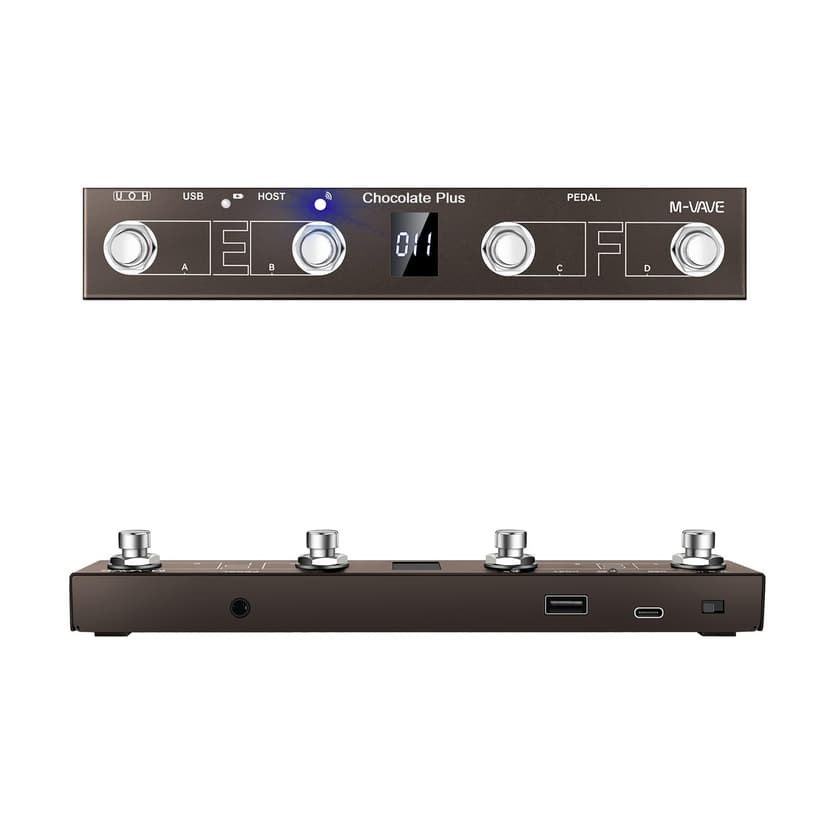 M-VAVE Chocolate Plus MIDI Footswitch Controller Pedal, 4 Buttons, USB Compatible, APP Control, Portable