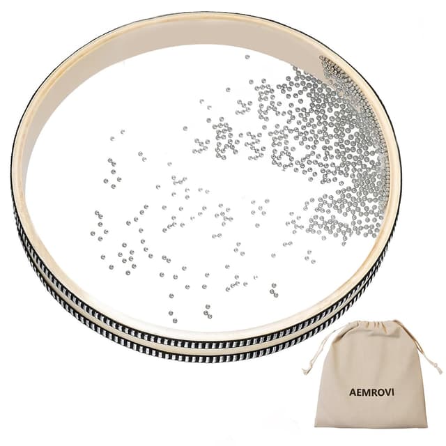 Ocean Drum Sea Drum 12inch- With Hardwood Shell and Wave Beads- Sound Healing Instrument for Meditation, Relaxation, Yoga, Stress Relief- Includes Storage Bag (12inch)