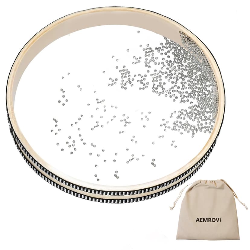 Ocean Drum Sea Drum 12inch- With Hardwood Shell and Wave Beads- Sound Healing Instrument for Meditation, Relaxation, Yoga, Stress Relief- Includes Storage Bag (12inch)