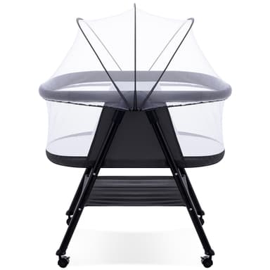 GYARING Baby bassinets,3 in1 Baby Crib, Sturdy, Portable & Easy to Assemble,Mosquito net and Portable Bag Included. (Black)