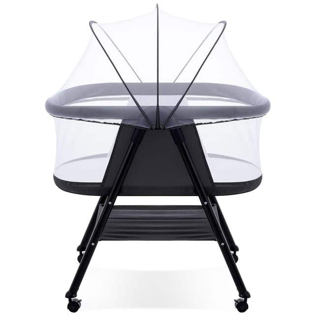 GYARING Baby bassinets,3 in1 Baby Crib, Sturdy, Portable & Easy to Assemble,Mosquito net and Portable Bag Included. (Black)