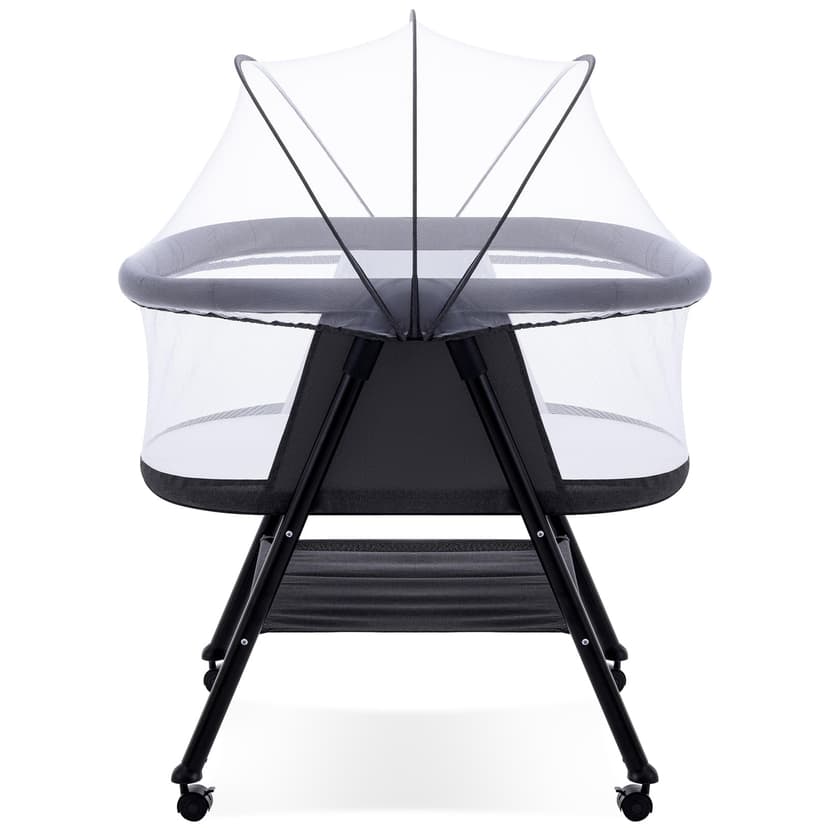 GYARING Baby bassinets,3 in1 Baby Crib, Sturdy, Portable & Easy to Assemble,Mosquito net and Portable Bag Included. (Black)