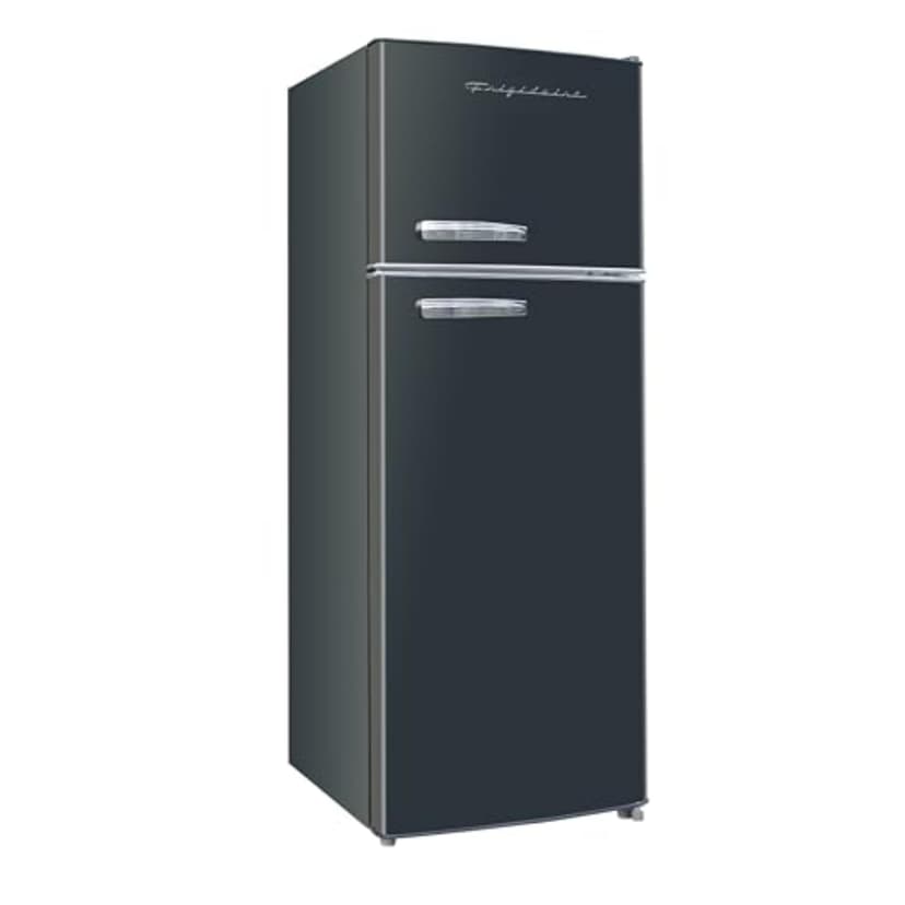 Frigidaire EFR753 Retro Apartment Size Refrigerator with Top Freezer - 2 Door Fridge with 7.5 Cu Ft of Storage Capacity, Adjustable Spill-Proof Shelves, Door & Crisper Bins, Black
